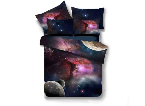 Attractive Colorful Galaxy Print Polyester 4-Piece Duvet Cover Sets