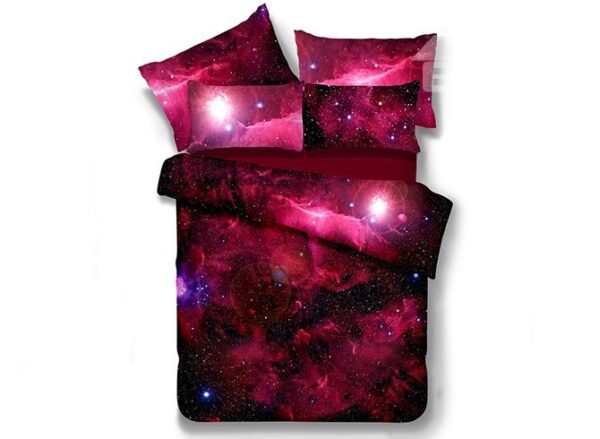 Mysterious Shining Stars Print Red 4-Piece Duvet Cover Sets
