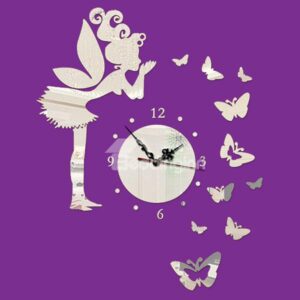 Wonderful Girl and Butterfly 3D Acrylic Wall Sticker Clock