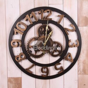 Vintage Industrial Look Gear Design Wall Clock