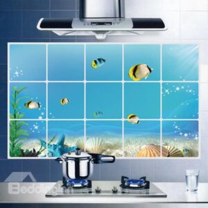 Creative Undersea World Fish and Shells Kitchen Hearth Removable Wall Sticker