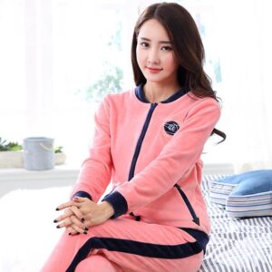 New Fashion Homedress Pink Women's Flannel Pajamas Set