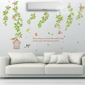 Refreshing Leaves Branches and Birds Removable Wall Sticker