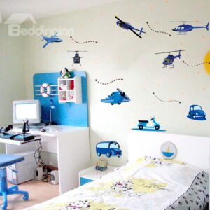 Helicopters and Cars Nursery Kidsroom Removable Wall Sticker