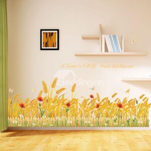 Golden Ripe Wheat Skirting Line Removable Wall Sticker 2-Sheets