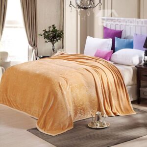 Exquisite Jacquard Design Muted Solid-colored Camel Blanket