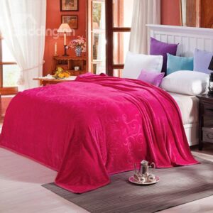 Bright Solid-colored Jacquard Design Super Cozy Rosy Blanket