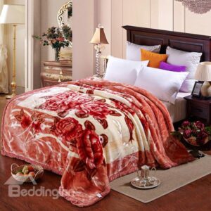 Gorgeous Flowers Printing Thickened Blanket for Winter