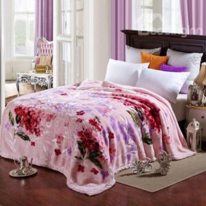 Pretty Little Flowers Printing Thickened Pink Blanket