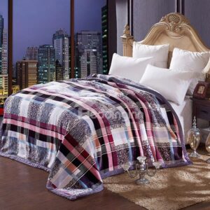 Hot-selling Classical Plaid and Chic Leopard Design Blanket