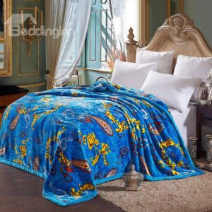 Exotic Exquisite Jacquard Design Warm Blue Blanket