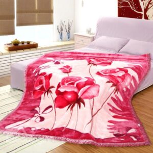 Sweet Romantic Pink Roses Printing Warm Raschel Blanket