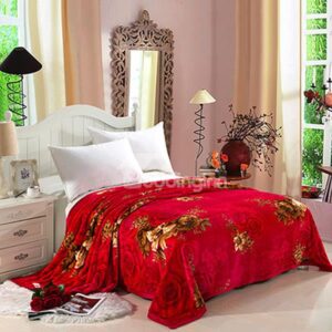 Romantic Red Roses Print Soft Coral Fleece Blanket