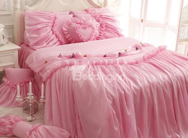 Pink Princess Style Kids 4-Piece Duvet Cover Set