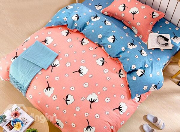 Lovely Cotton Flowers Pattern Kids 3-Piece Duvet Cover Set