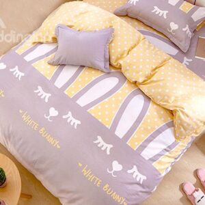 Adorable Rabbits Pattern Kids 3-Piece Duvet Cover Set