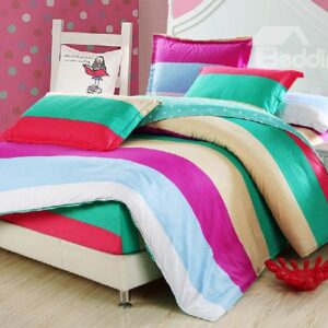 Lovely Color Block Design Kids 3-Piece Duvet Cover Set