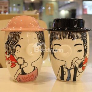 Romantic Hand-Drawn Lovers 1-Pair Ceramic Coffee Mug Sets