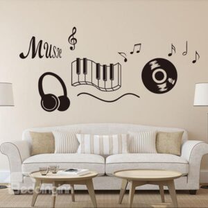 Music Note and CD and Earphone Removable Wall Stickers