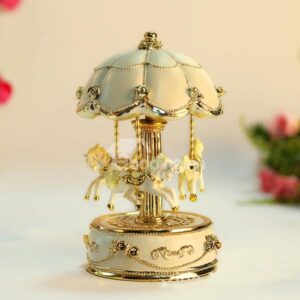 Gorgeous Umbrella Top Merry-go-round Musical Box Desktop Decoration