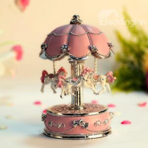 Gorgeous Umbrella Top Merry-go-round Musical Box Pink Gift Idea