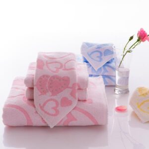 New Style Lovely Heart-shaped Pattern Soft Bath Tower Set