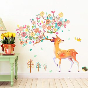 Wonderful Cartoon Reindeer Kidsroom Removable Wall Sticker