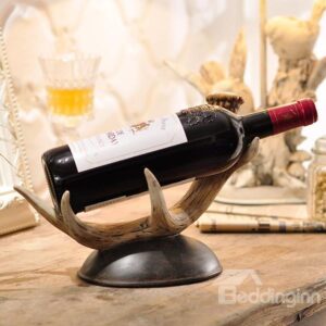 European Style Vintage Deer Antler Design Resin Wine Rack