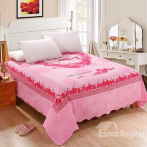 King Size Sweet Pink Heart Shaped Printed Sheet