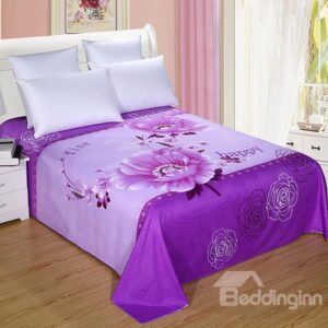 Deluxe Purple Flowers 100% Cotton Printed Sheet