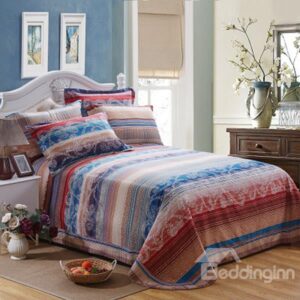 100% Cotton European Style Stripes Printed Sheet