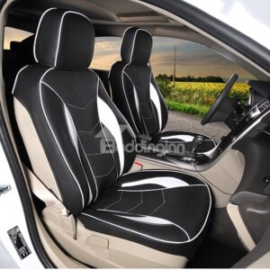 Premium Leather Material Black Colored Stripe Patterned Custom Fit Seat Cover