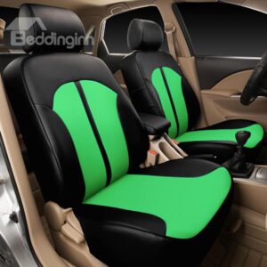 Sporty And Comfortable Leather Material Black Color Blocked Custom Fit Seat Cover