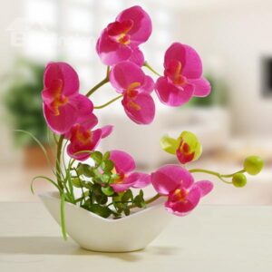 Stunning Orchid Silk Artificial Flower Set Desktop Decoration