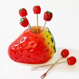 Cute Strawberry Design Resin Fruit Forks Desktop Decoration