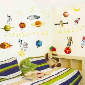 Vivid Astronaut and Planets Wall Sticker for Baby&Kids