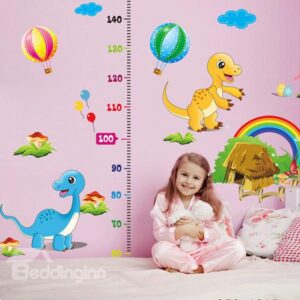 Rainbow and Dinosaurs Print Height Measurement Kids Wall Decal