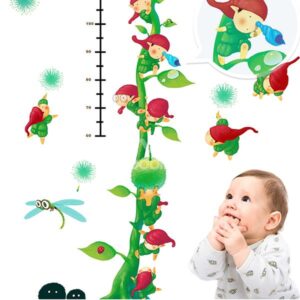 Green Plant Print Height Measurement Kids Wall Decal