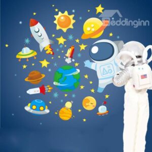 Cute Astronaut in Space Pattern Wall Sticker for Baby&Kids