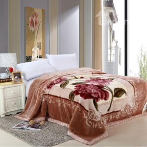 European Style Jacquard Design Brown Raschel Blanket
