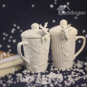Christmas Theme Reindeer Design Spoon Ceramic Coffee Mug