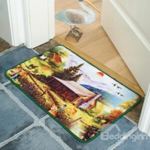 Wonderful Pastoral Countryside in Sunrise Anti-Slipping Doormat