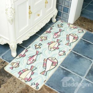 Creative Cartoon Fish Pattern Bathroom Kitchen Anti-Slipping Doormat