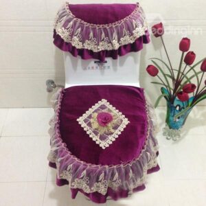 Noble Court Style Pleuche 3 Pieces Toilet Seat Cover Set