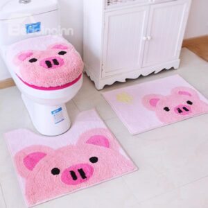 Super Lovely Bear Pattern 4 Pieces Toilet Seat Cover Set