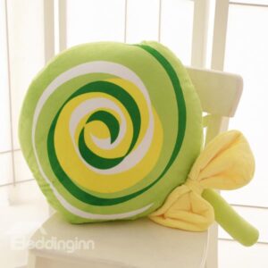 Sweet Lollipop Shaped Green Plush Throw Pillow