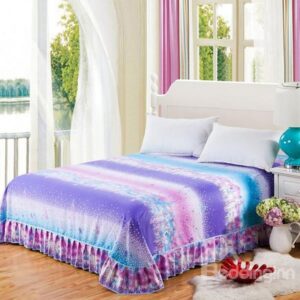Lovely Polka Dots Romantic Lavender Printing Skin-care Cotton Bed Skirt