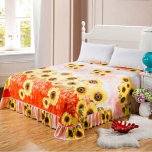 Bright Yellow Sunflowers Printing Skin-care Cotton Bed Skirt