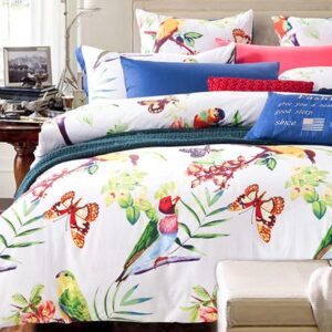 American Pastoral Style Butterflies and Birds Printing 4-Piece Cotton Duvet Cover Sets