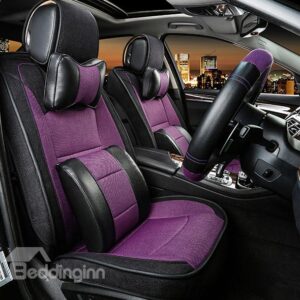 Premium Quality Classic Linen and Leather Material Custom Fit Car Seat Cover